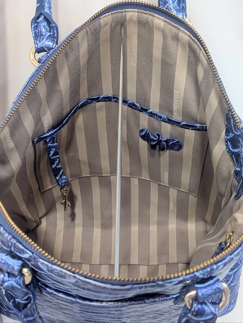 EUC Brahmin Large Duxbury in Denim Cruz without strap